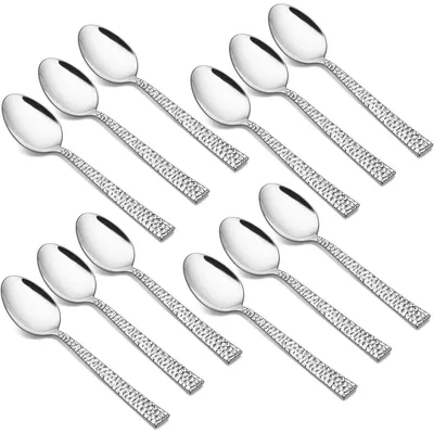 Produktbild von Kaffeelöffel 12 Stück Edelstahl 13.6cm mit Hammergriff, Hochglanzpoliert, Spülmaschinenfest