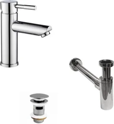 Image de Robinet bec bas + bonde CLINT + siphon SIMON