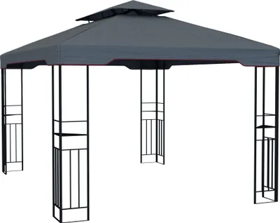 Produktbild von paramondo Deluxe Gartenpavillon, 4 x 3 m, anthrazit wetterfest, UV‑Schutz 50+, doppeldach, werkzeugloser Aufbau, inkl. Spannseilen & Erdnägeln
