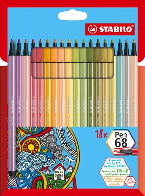 Image de STABILO 6818-22 Feutre de coloriage STABILO Pen 68, étui carton de 18 nouvelles couleurs