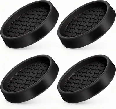 Produktbild von 4 Stück Gummi Möbeluntersetzer Anti-Rutsch-Pads für Möbelrollen 5 cm | Schwarz