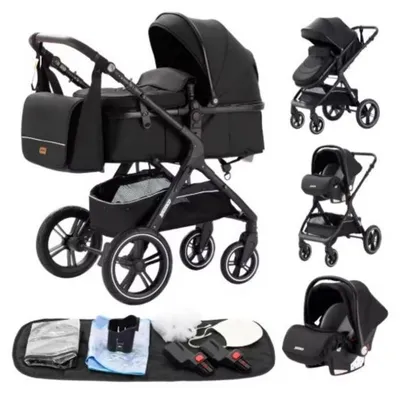 Productafbeelding van GENERIQUE 3-in-1 kinderwagen met autostoel en reiswieg zwart