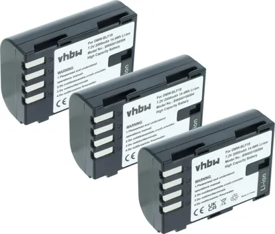 Produktbild von vhbw 3x Akku Ersatz für Panasonic DMW-BLF19E, DMW-BLF19 für Kamera (2000 mAh, 7,2 V, Li-Ion)