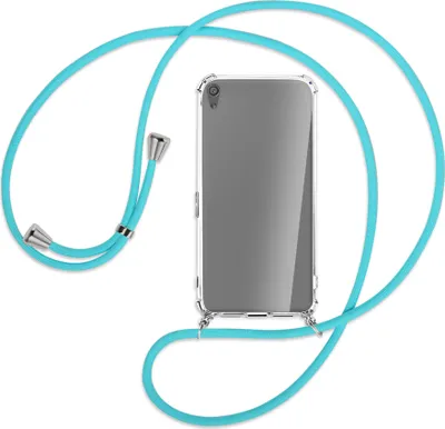 Produktbild von Handykette Backcover-Schutzhülle mit Band (Metall silberfarben) für Sony Xperia XA Ultra - türkis