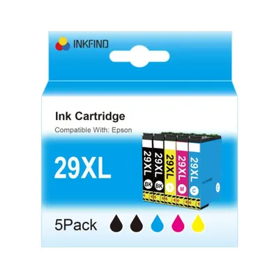 Produktbild von INKFIND 29XL Tinte für Epson2991 2992 2993 2994 Epson29XL Epson 29XL Tintenpatronen 5 Stück (2 x Schwarz, 1 x Cyan 1 x Magenta, 1 x Gelb)