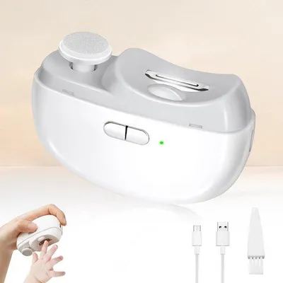 Imagen del producto de Lima eléctrica para uñas - Cortaúñas recargable - Pulidora de uñas - Con luz - Para bebés, niños, personas mayores - Blanco