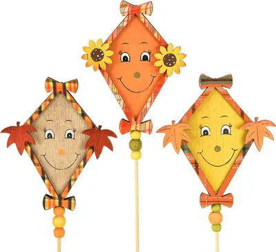Produktbild von Deko Drachen Herbst Holzstecker Pflanzenstecker Herbstdeko Holz 33,5cm 6St