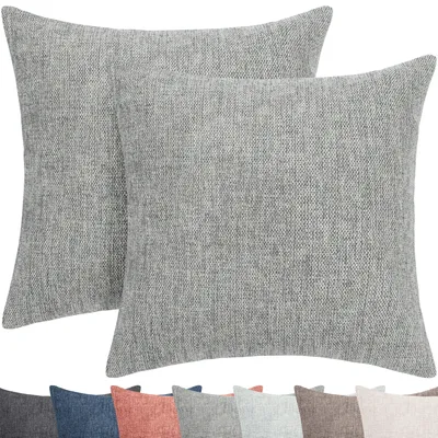 Produktbild von Selfitex 2er Set Couchkissen 40x40 cm, Sofakissen mit Füllung und Bezug, kuschelweiches Lesekissen, dekoratives Fernsehkissen, Deko- und Kopfkissen, Rückenkissen mit modernem Design (Grau)