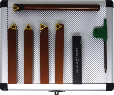 Produktbild von PAULIMOT Drehmeißel-Set mit Wendeplatten, 12 mm, 5-teilig inkl. Bohrstange Ø 10 mm
