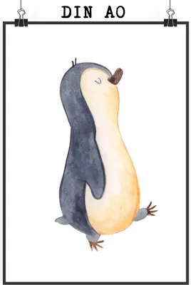 Produktbild von Mr. & Mrs. Panda Bild Pinguin marschieren DIN A0 - Weiß - Geschenk, drucke, kunstdruck poster, Bruder, Spazieren, Pinguine, Familie, Wandbild, wanddeko, Plakat