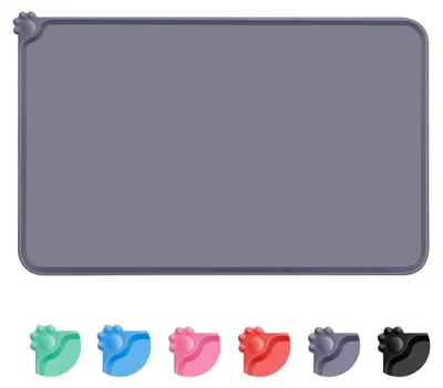 Immagine prodotto di Elzusha - Tappetino in silicone antiscivolo per cani e gatti - Impermeabile - Grigio - 54 x 38 cm