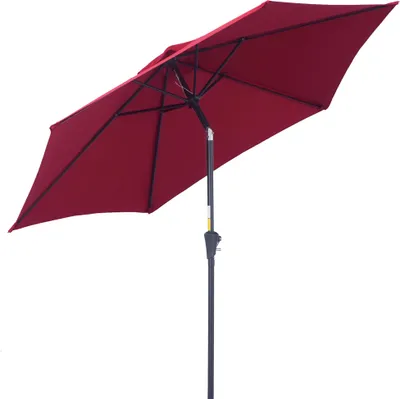 Produktbild von Knickschirm Sonnenschirm Gartenschirm Marktschirm mit Handkurbel Alu 180/㎡ Polyester Rot ∅2,6 x 2,35 m