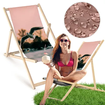 Holz Liegestuhl klappbar „Möwe“ – Gartenstuhl Relaxstuhl Sonnenliege Balkon Terrasse Tiermotiv