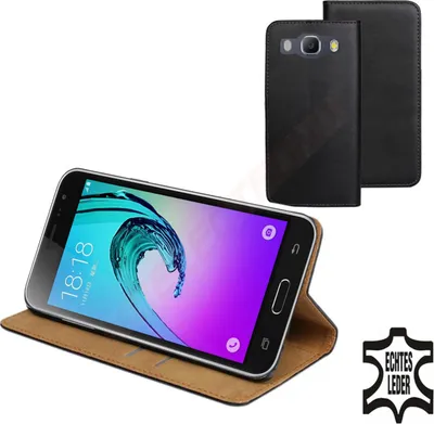 Produktbild von ECHT LEDER Buch Klapp Tasche Schutz Hülle Etui Case Cover für Samsung Galaxy J5 2016 SM-J510FN