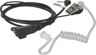 Produktbild von vhbw Headset kompatibel mit Motorola FR50, F60, EM1020R, FV200, EM1000R, EM1000, FV200AA, FR60 Funkgerät - schwarz, Transparenter Akustikschlauch