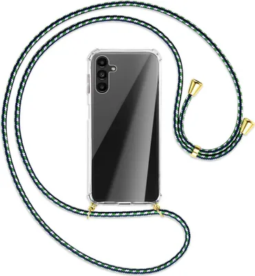 Produktbild von Handykette Backcover-Schutzhülle mit Band (Metall goldfarben) für Samsung Galaxy A13 5G - grün/blau/weiß