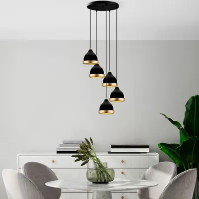 Produktbild von Opviq, Yildo - M-7006, Kronleuchter, Schwarz, METALLKÖRPER, 43 x 43 x 25 - 111 cm