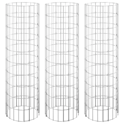 Produktbild von vidaXL Gabionen-Hochbeete 3 Stk. Rund Verzinkter Stahl Ø30x100 cm