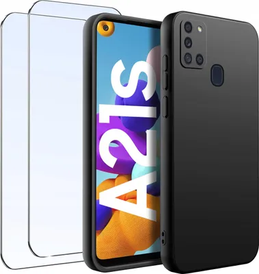 Obrázok produktu pre SET puzdro pre Samsung A21s matná čierna silikónová + 2 kusy skla