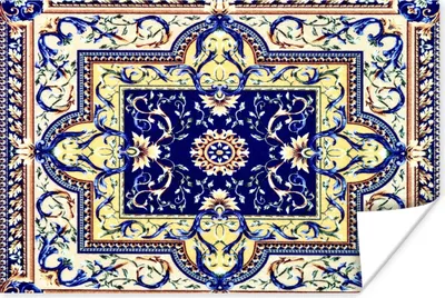 Produktbild von MuchoWow® Poster Perserteppich - Teppich - Muster - Blau 120x80 cm - Bilder