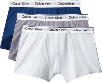 Obrázok produktu pre Calvin Klein, balíček 3 pánskych spodných odevov typu "trunks", model B70B700507, farby: tmavomodrá/strieborná/tmavomodrá