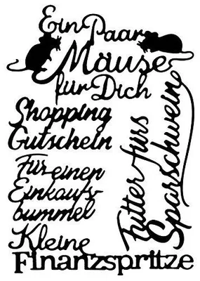 Stanzschablonen-Set, 5 Stück, Schriftarten, für Grußkarten