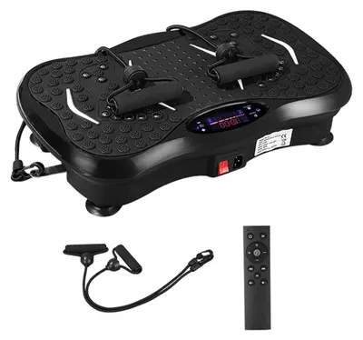 Immagine prodotto di Piattaforma vibrante mini - Attrezzo per allenamento vibratorio di tutto il corpo - Utilizzabile a mano e in piedi - Rilassamento muscolare - Riproduzione musicale tramite Bluetooth - Colore: nero