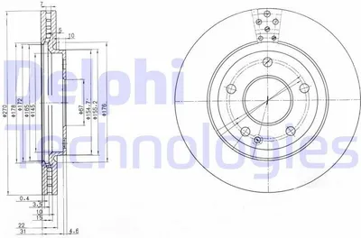 Produktbild von 2x DELPHI Bremsscheibe BG3709 passend für MERCEDES-BENZ VANEO (414) 35 5mm 270mm