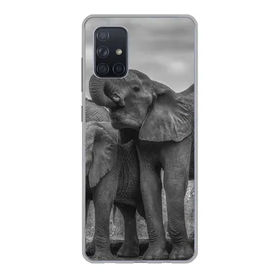 Produktbild von MuchoWow® Handyhülle Schutzhülle Hülle für Samsung Galaxy A51 Elefant - Tiere - Wasser - Schwarz und weiß Silikon Softcase Handy Hülle - Schutzabdeckung