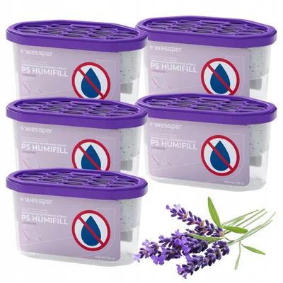 Immagine prodotto di Wessper 5x Deumidificatore 400 ml Lavanda – Assorbitore di umidità per bagno, cantina, auto