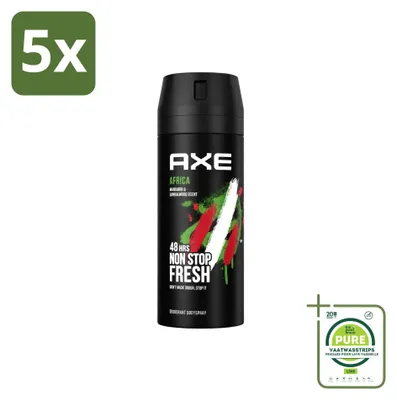 Produktbild von 5 x Axe Deodorant Bodyspray Africa - 150 ml - Großpackung - 5 Stücke