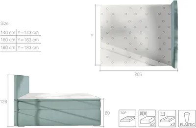 Produktbild von Boxspringbett Dante 3 180x200cm mit Bettkasten Continentalbett Bett Polsterbett Möbel 23 (Sawana14)