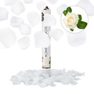 Produktbild von 5 x Partypopper Rosenblätter, 40 cm, für Hochzeit und Verlobung, Konfettikanone bis 8 m Höhe, Konfettiregen, weiß