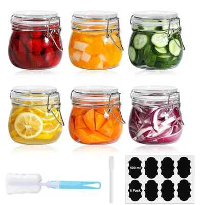 Vorratsgläser mit Bügelverschluss, 6×500 ml, luftdicht, Glas