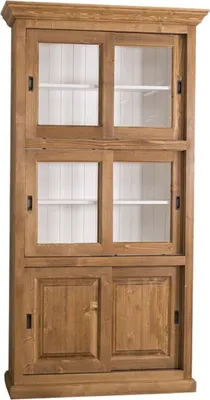 Produktbild von Casa Padrino Landhausstil Bücherschrank Braun / Weiß 110 x 40 x H. 210 cm - Wohnzimmerschrank mit 6 Schiebetüren
