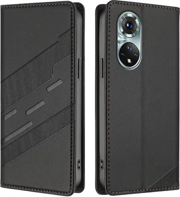 Produktbild von Hülle für Huawei Nova 9 /Honor 50, Kunstleder Brieftaschen Handyhülle mit Kartenfach und Standfunktion Schwarz