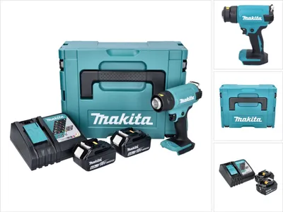 Produktbild von Makita DHG 180 RGJ Akku Heißluftgebläse 18 V 550 °C + 2x Akku 6,0 Ah + Ladegerät + Makpac