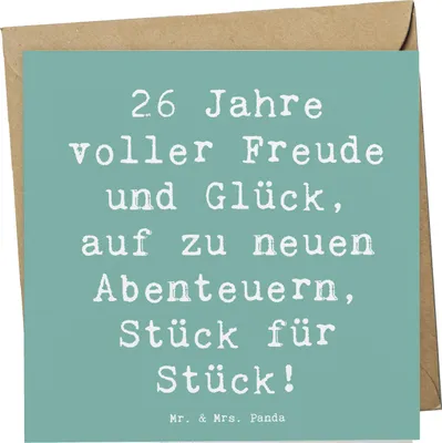 Produktbild von Mr. & Mrs. Panda Grußkarte Spruch 26. Geburtstag Abenteuer - Meeresbrise - Geschenk, Alter, Happy Birthday, faltkarte, Klappkarte, 26 Jahre, Glück, Glückwunschkarte