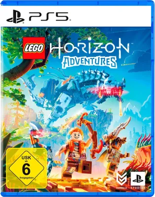 The image shows the cover art for the video game Lego Horizon Adventures for PlayStation 5.