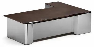 Zdjęcie produktu dla Elegancki biurko wykonane z drewna i metalu, charakteryzujące się nowoczesnym designem