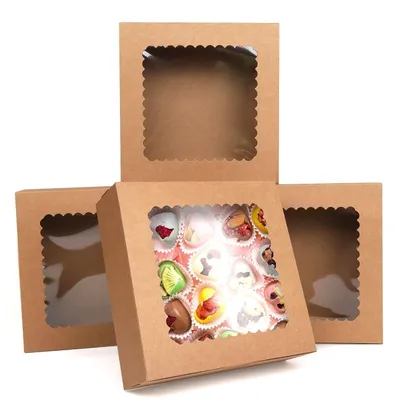Image de Boîtes à gâteaux transparentes - 24 pièces - 20 x 20 x 6,35 cm