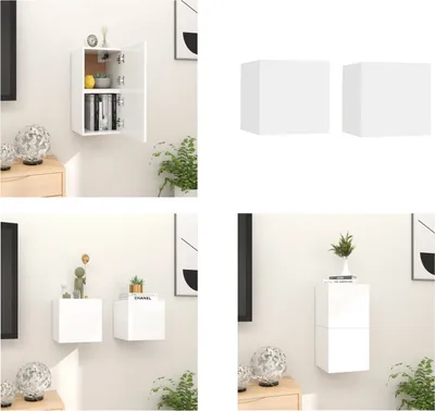 Obrázek produktu pro vidaXL TV nástěnné skříňky 2 ks. Bílý 30,5x30x30 cm - TV skříňka - TV skříňky - TV skříňky - TV skříňky