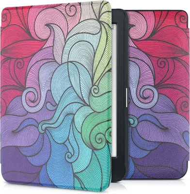 Produktbild von kwmobile Klapphülle kompatibel mit Kobo Nia Hülle - eReader Case - Farbrausch Pink Blau Grün