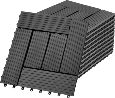Produktbild von TRMLBE Terrassenfliesen Balkon Bodenbelag 30x30cm Balkonfliesen Klicksystem WPC Terrassen Kunststoff in Holz-Optik Zusammenbaubar für Garten Balkon Terrasse (22er Set für 2m², Anthrazit)