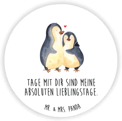 Produktbild von Mr. & Mrs. Panda Kühlschrankmagnet Pinguin umarmen - Weiß - Geschenk, magnet für kühlschrank, pinwand, büromagnete, Liebe, Hochzeitstag, pinnwand