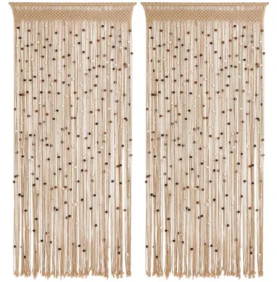 Obrázok produktu pre Záves na dvere, macramé, boho štýl, bavlna, 200,7 x 88,9 cm (balenie po 2 kusy)