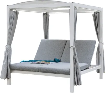 Produktbild von HOME DELUXE Sonnenliege LYON - 208 x 188 x 207 cm 3-fach verstellbare Rückenlehne, inkl. Auflagen & Vorhänge