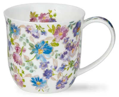 Fine Bone China Becher 0,45 l Blumen Blau Gold