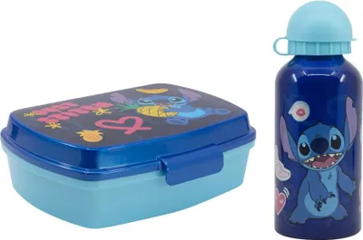 Produktbild von Disney Stitch 2 tlg. Kinder Lunch Set Brotdose mit Alu-Trinkflasche 400 ml