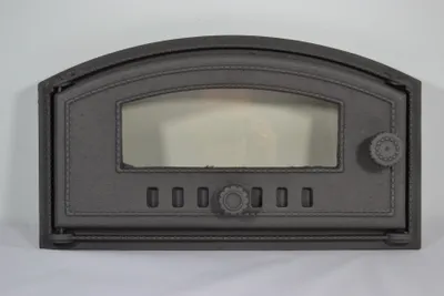 Produktbild von SEZAM - 48 x 27 cm - Pizzaofentür Ofentür aus Gusseisen für Pizzaofen, Backofen, Kamintür mit Glas, Backofentür Holzofentür Kachelofentür